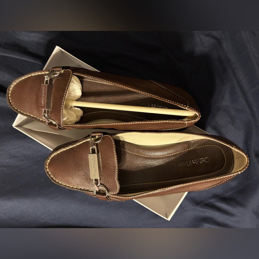 Calvin Klein Women's Leather Loafers in Brown